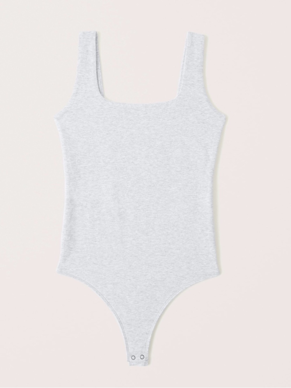 Abercrombie & Fitch Light Gray Ribbed Square-Neck Bodysuit